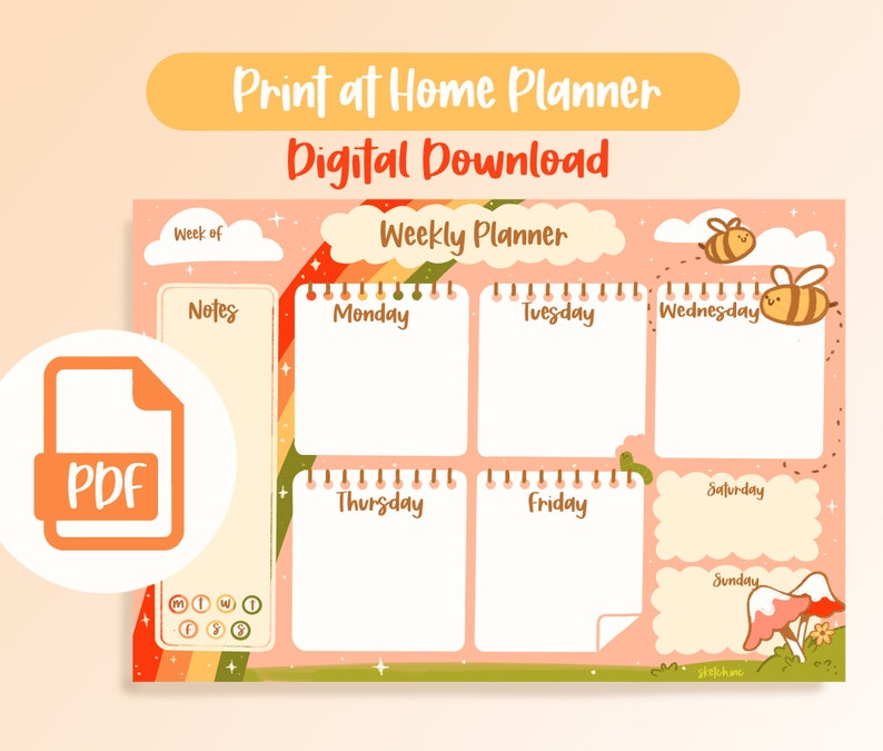 Weekly Planner Printable - Cute Boho Rainbow Weekly Planner - PDF A4 ...