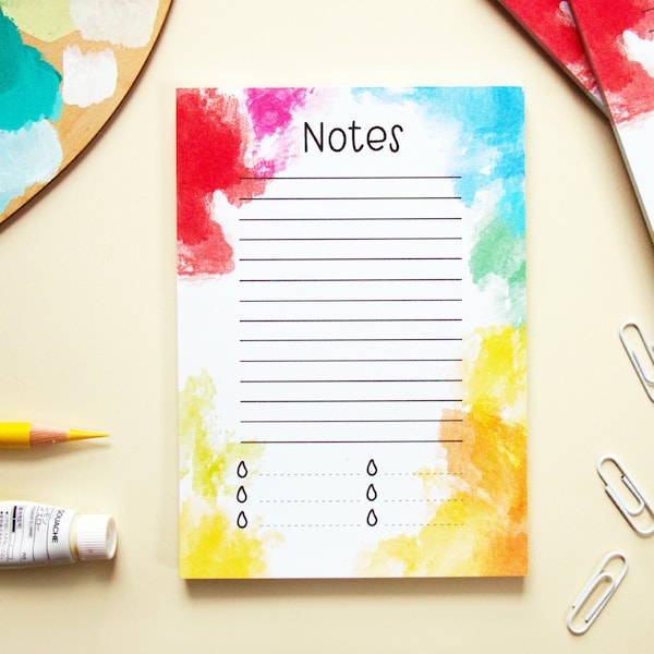 A6 Notepad - to do list - 50 pages Memo pad Stationery - gift for Artist Painter - grocery list