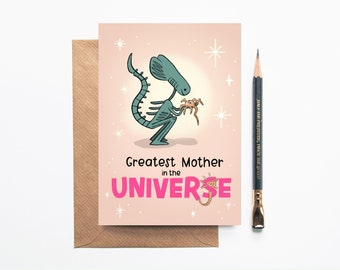 Alien Card for Mom - Birthday or Mother's Day Card for Mom - Sci Fi Movie Film - Card from New Born - Dark Humour FaceHugger