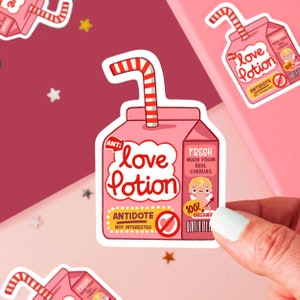 Love Potion Juice Box Sticker - Valentine&#39;s Day vinyl Die Cut sticker