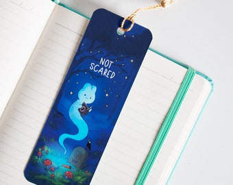 Ghost Bunny illustrated Bookmark - cute Gift for Reader -  bookmark with tassel and reading list