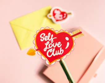 Self Love Club Sticker: Heart Vinyl Decal - Galentine's Gift