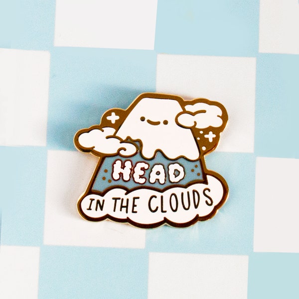 Mountain Enamel Pin - Head in the Clouds -  daydreamer gift for Teenager her him - Cute adventure pin