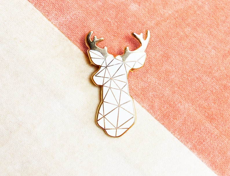 Enamel Pin of a White Stag