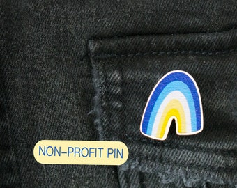 Ukraine Pin - Rainbow support Flag - I stand with Ukraine badge