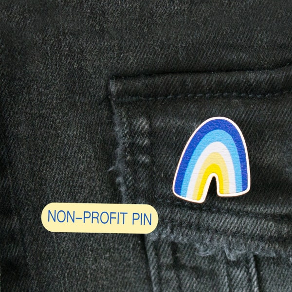 Ukraine Pin - Rainbow support Flag - I stand with Ukraine badge