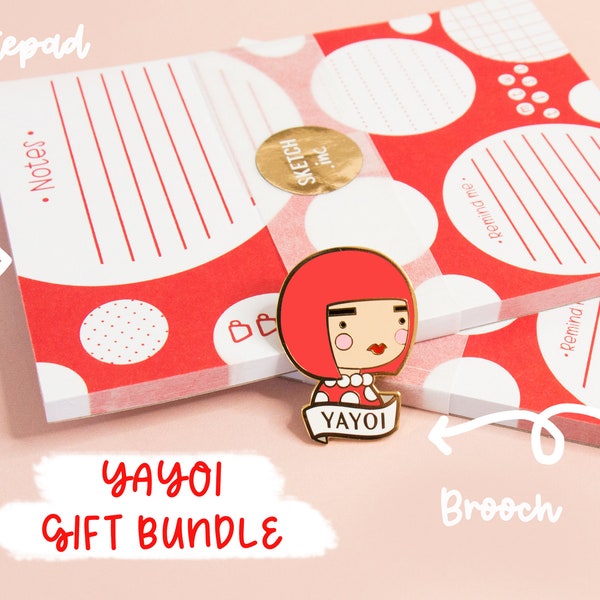 Yayoi Gift Bundle - Brooch and Notepad - Birthday Gift for Artist