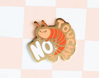 Shrimp Enamel Pin - No Touchy - Cute Introvert gift for Teenager her him - Prawn Shellfish Allergy