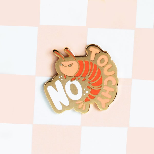 Shrimp Enamel Pin - No Touchy - Cute Introvert gift for Teenager her him - Prawn Shellfish Allergy