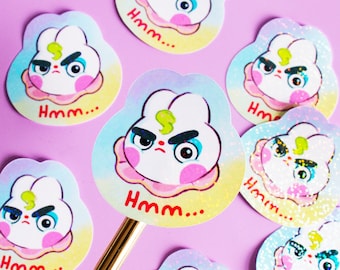 Clown Sticker - Bunny Rabbit Holographic - Clowncore - Creepy Cute Pastel Clowns for Halloween