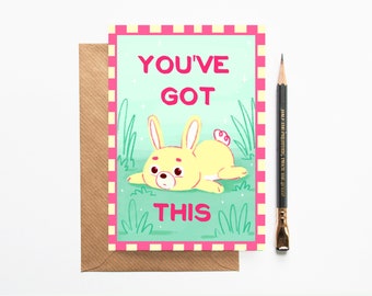 Cute Bunny Affirmation Card - You've Got This Card  - Well-being Mental Health Rabbit