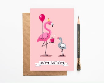 Flamingo Birthday Card cute Kids