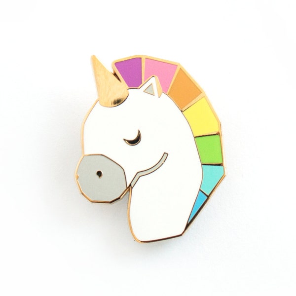 Unicorn Pin Rainbow Geometric Brooch