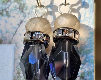 Midnight Glass Crystal Hypoallergenic Dangle Earrings