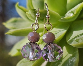 Silver Lilac Crystal Hypoallergenic Dangle Earrings