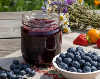 Hausgemachte Blaubeermarmelade | Konfitüre in Kleinserie | keine künstlichen Zusätze | Süße Natürliche Brotaufstrich | Frühstück, Dessert & Geschenk