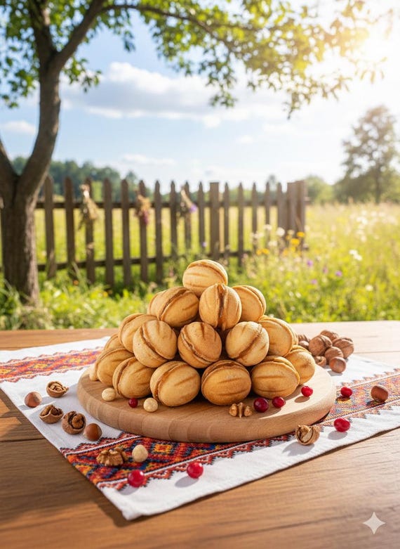 Oreshki Walnut Cookies – Dulce De Leche Cream Filled Russian Ukrainian Biscuits – Traditional Handmade European Sweet Gift