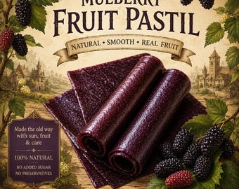 Mulberry Fruit Leather Pastil – Natural Candy, Healthy Fruit Snack, Soft Chewy Berry Treat, Vegan Sweet Dessert