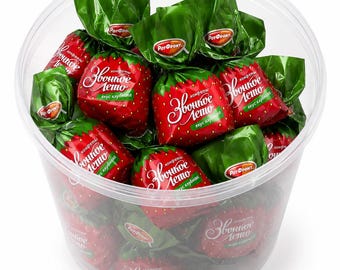 Strawberry Jelly Candy – Chocolate Glazed Fruit Jelly Sweets with Strawberry Flavor, Ukrainian Russian European Candy