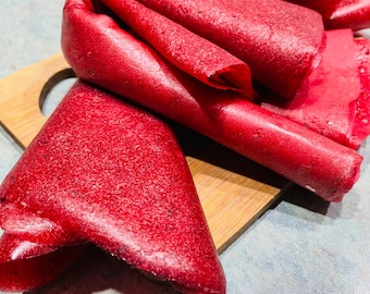 DOCES SAUDÁVEIS - Rolinhos de Doce de Frutas em Formato de Couro nos Sabores Cranberry, Morango, Mirtilo, Pêssego, Abacaxi, Maçã e Framboesa | Doces Veganos Sem Açúcar Adicionado