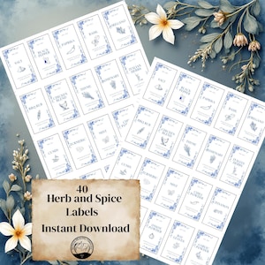 Vintage Spice Label Printable Pantry Storage Solution Rustic Farmhouse Kitchen Organization Herb Jar Design Template Digital Download