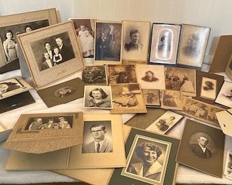 Vintage Antique Photograph Lot Cabinet Cards Portraits WWI Military Mixed Size
