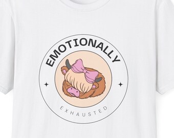 Emotionally Exhausted Highland Cow, sleeping cow, sleepy cute animal, Tired Shirt, Funny Mood Shirt