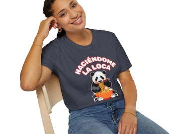 Haciéndome la loca shirt, Panda eating noodles, procrastination tee, minding my business, cute bear shirt, Latina Hispanic phrase