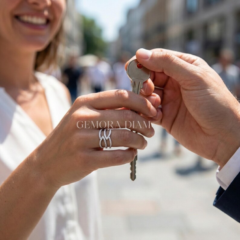 925 silver pave promise ring for her, a unique anniversary gift or Valentine's Day present in luxury packaging.