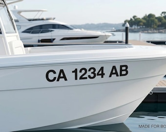 Boat Registration Numbers, 3" Tall Vinyl Decals, Marine Lettering Set of 2