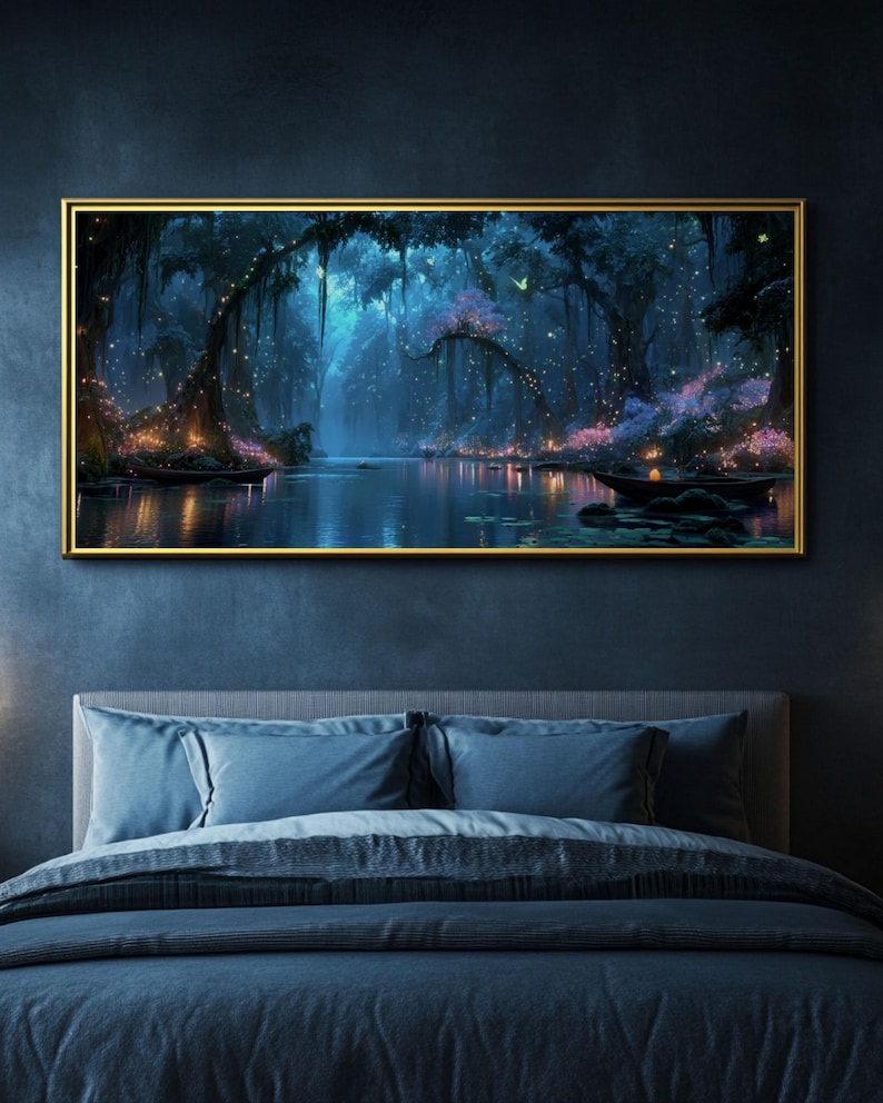 Bioluminescent Forest Canvas Art – Enchanted Fantasy Nature Wall Decor ...