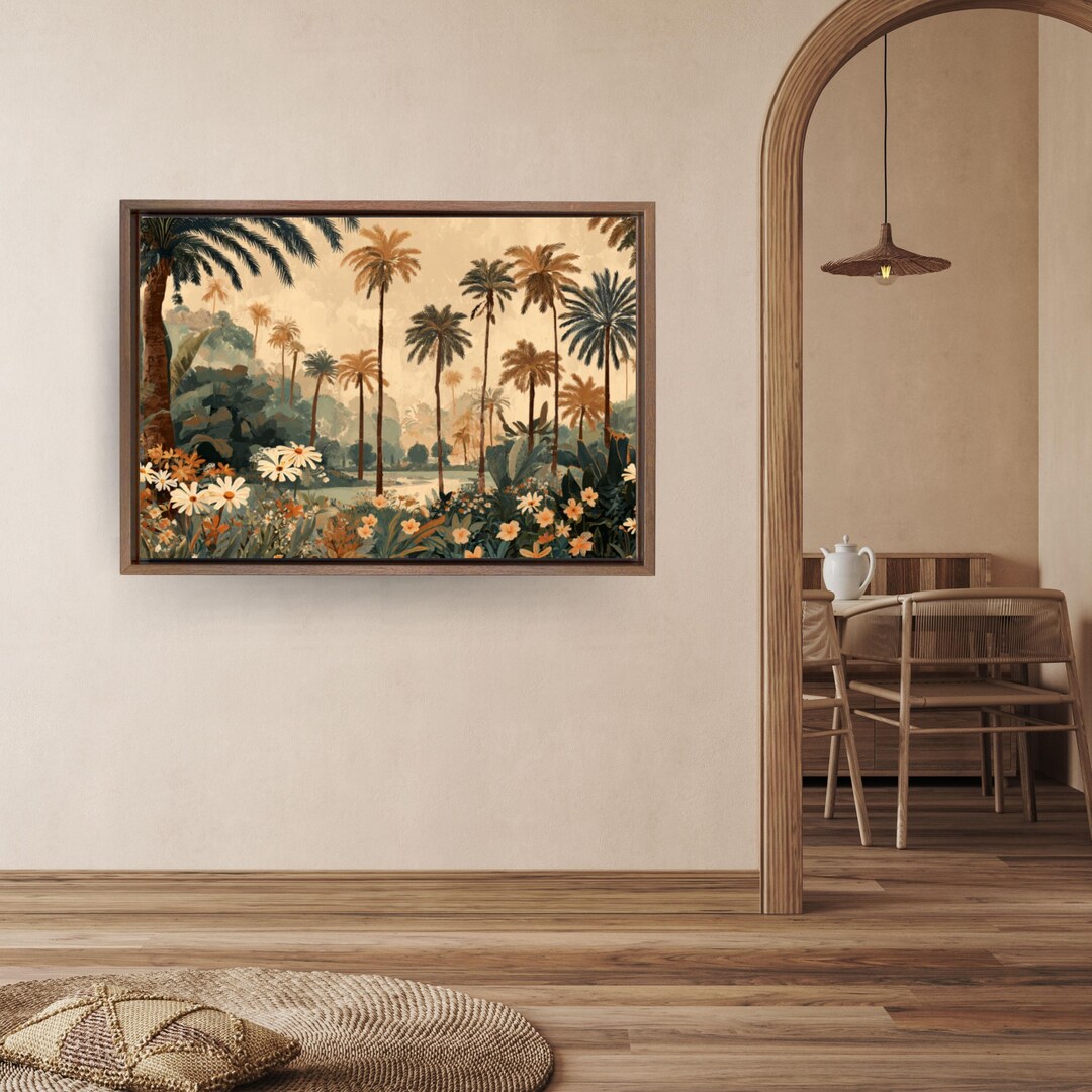Oasis Rousseau Luxurious Oasis Palm Tree Art – Vintage Matisse & Rousseau-inspired ...