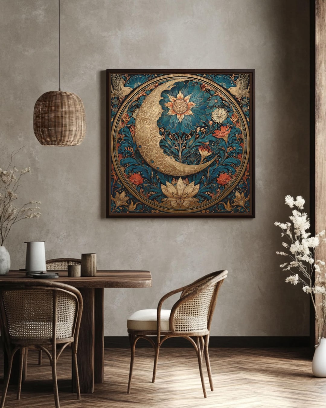 Luxurious Mystical Moon Art – Elegant Celestial Wall Decor With Gold ...