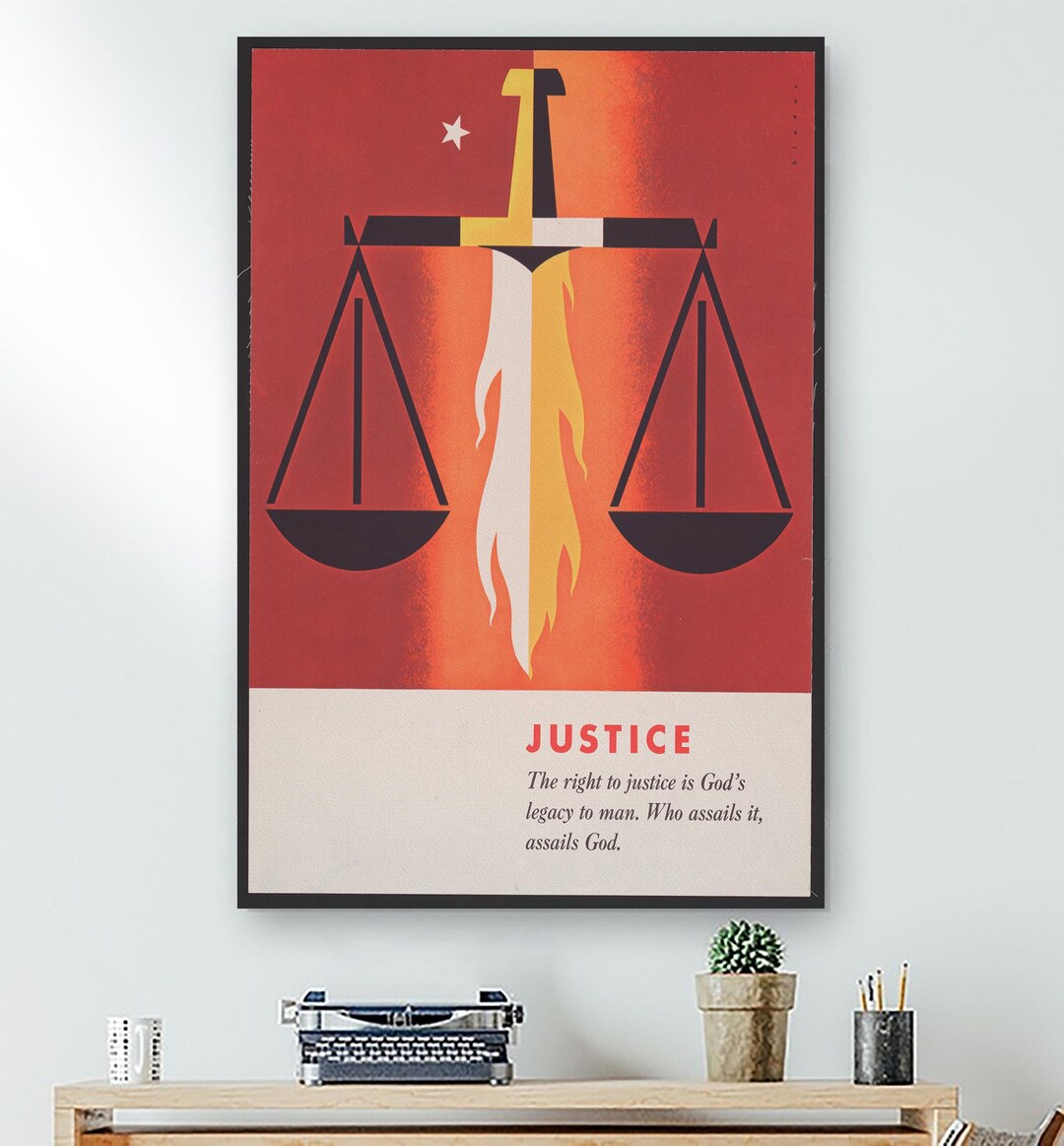 Justice Poster for Law Office Decor, Scales of Justice Wall Art, Lawyer ...