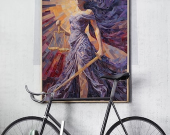 Abstract Lady Justice Wall Art, Law Office Decor, Legal Gift Print Canvas