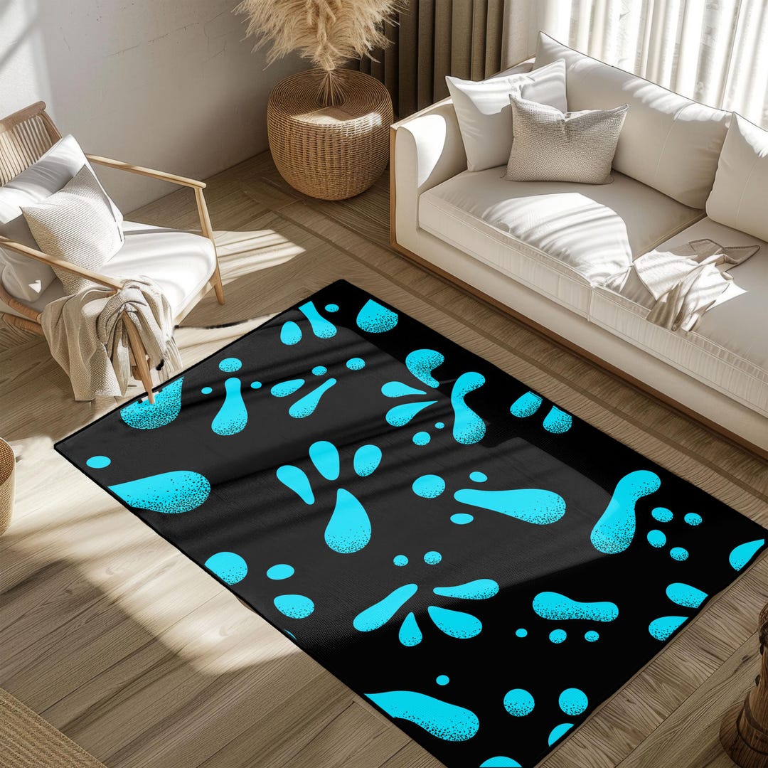 Aquatic Rug Water Splash Area Rug, Abstract Floor Mat for Swimmers, Splash Pattern ...
