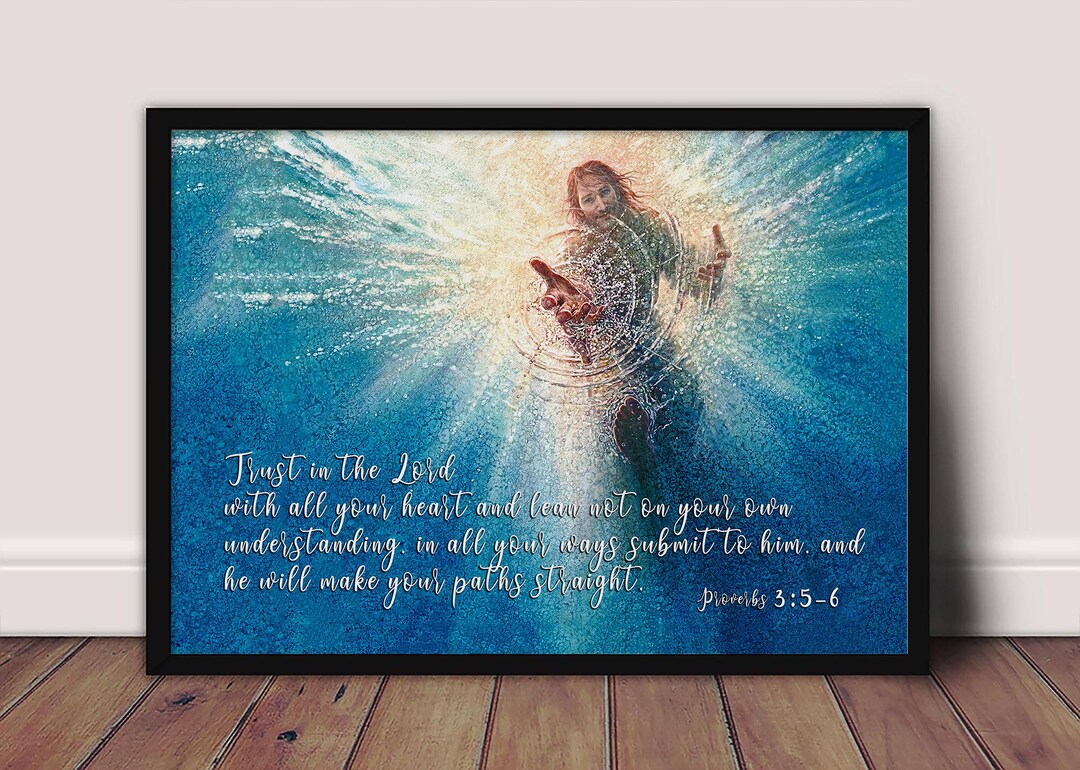 Christian Water Rescue Poster, Scripture Inspired Faith Wall Art ...