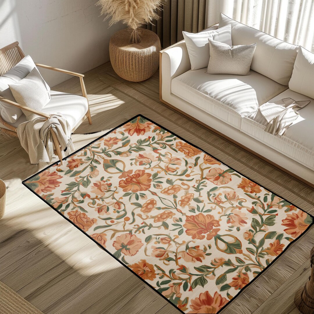 Vintage Floral Area Rug, Cottagecore Home Decor Rug, Grandmillennial ...