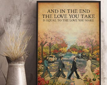 Crosswalk Album Inspired Wall Art Print, Vintage 60s Music Poster, Love Lyric Quote Art, Retro Hippie Home Decor, Classic Rock Gift