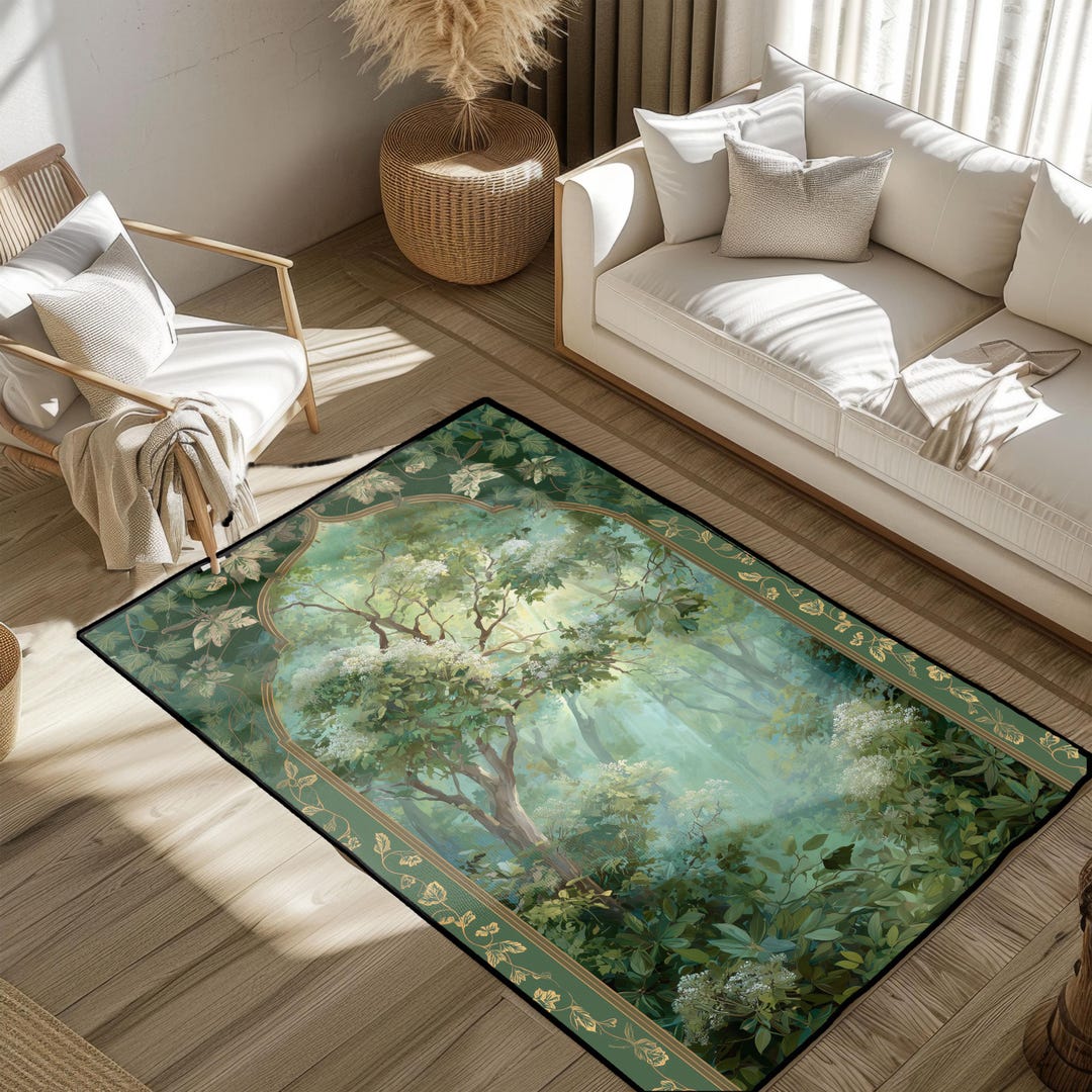 Magical Forest Rug Enchanted Forest Window Area Rug, Magical Woodland Secret Garden Rug ...