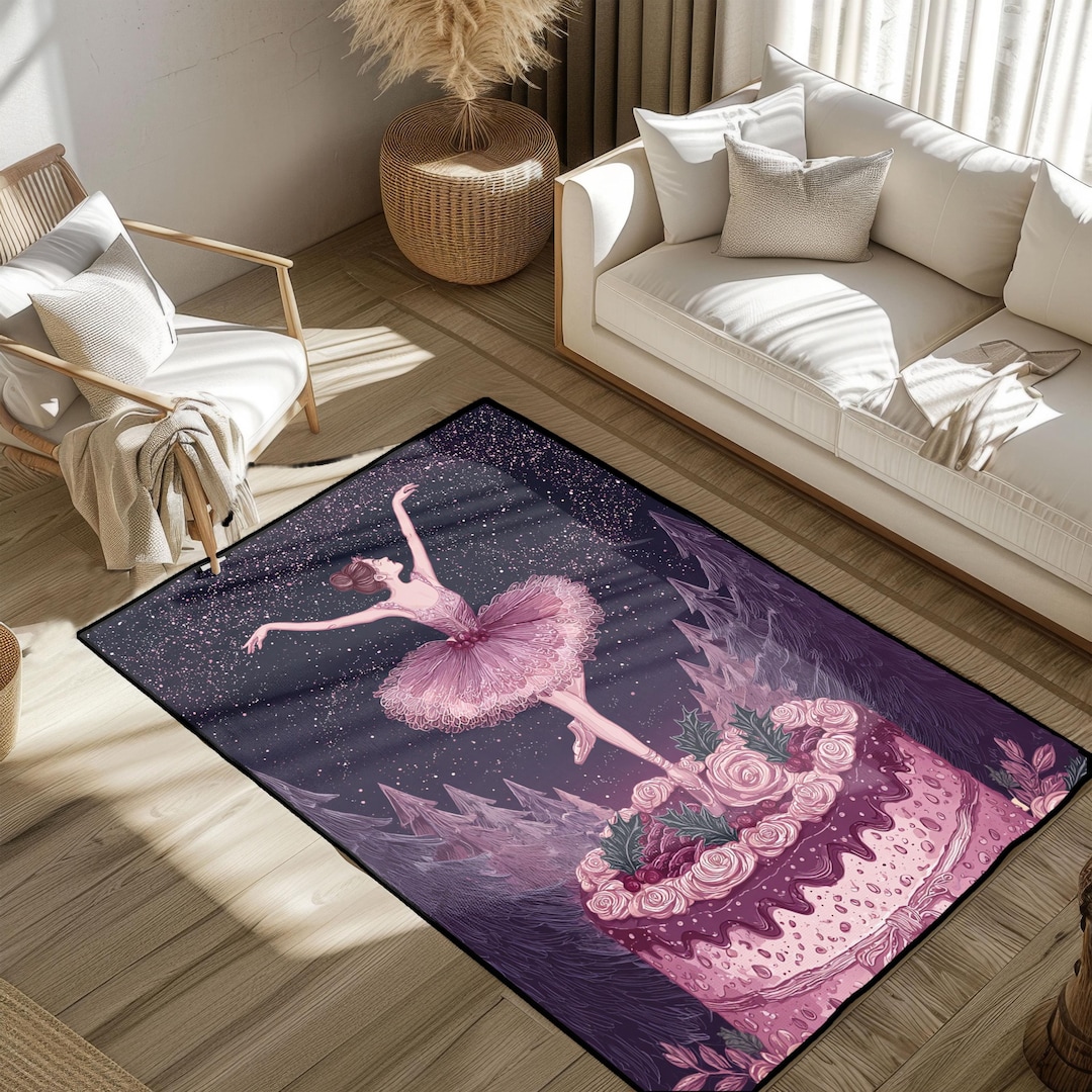 Magical Ballerina Birthday Cake Area Rug, Enchanted Dance Room Decor ...