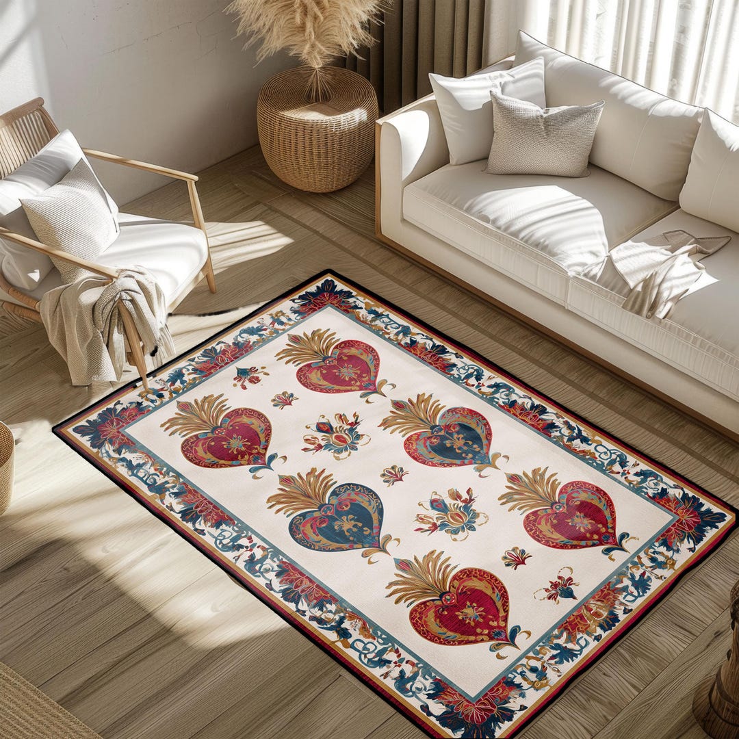 Scared Heart Rug Sacred Heart Area Rug, Corazón Sagrado Faith Home Decor Carpet ...