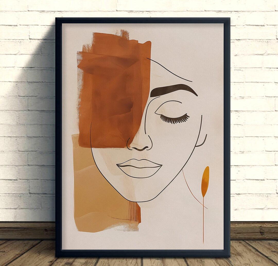 Minimalist Woman Line Art Print, Abstract Face Wall Decor, Boho ...