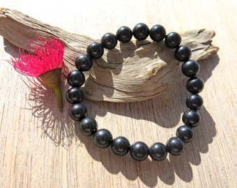 Shungite Bracelet, EMF Protection, 8mm Smooth Round Beads