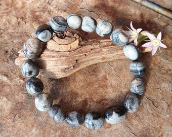 Silver Leaf Jasper Bracelet