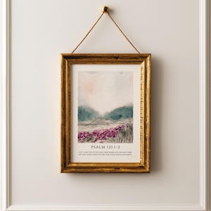 Psalm 121 Schrift Wand Kunst zum ausdrucken, christliche Aquarell Landschaft, Bibel Vers Kunst, Instant Download