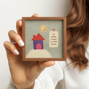 Arte Cristiano de Patchwork para Casas / Cita "Una Casa Es Una Pequeña Iglesia" (Descarga Digital)