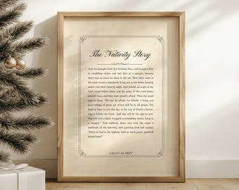 Nativity Story Print, Luke 2, Christian Christmas Decor (Digital Download)