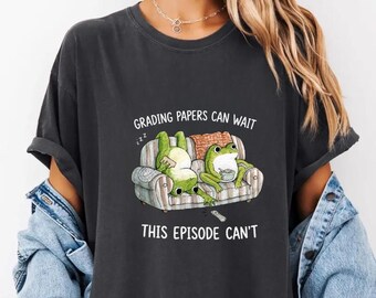 Grading Papers Can Wait Teacher Frog Shirt, Test Day Teacher Shirt, Teacher Humor Shirt, Exam Day Outfit