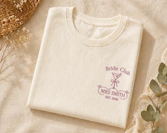 Bachelorette Party Embroidered Shirt, Customized Name Bachelorette , The Bach Club Embroidered Shirt, Personalized Bridal Cocktail Shirts